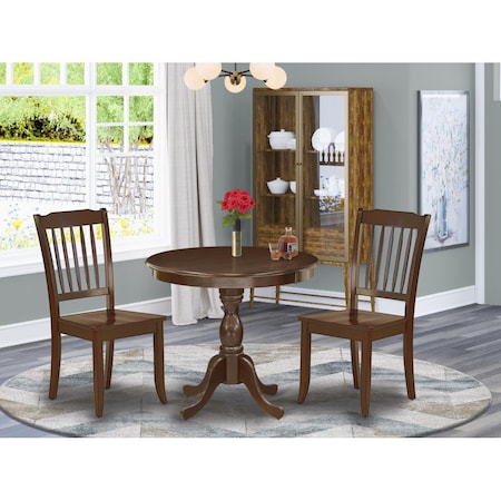 East West Furniture 3 Piece Antique Dinette Set - Mahogany AMDA3-MAH-W